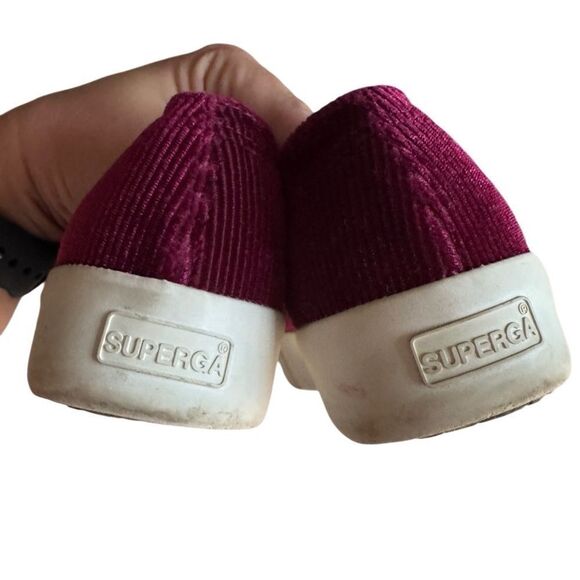 Superga Women's Velvet Corduroy Bordeaux Red Sneaker Shoes Size 8 (US 39) - Picture 3 of 9